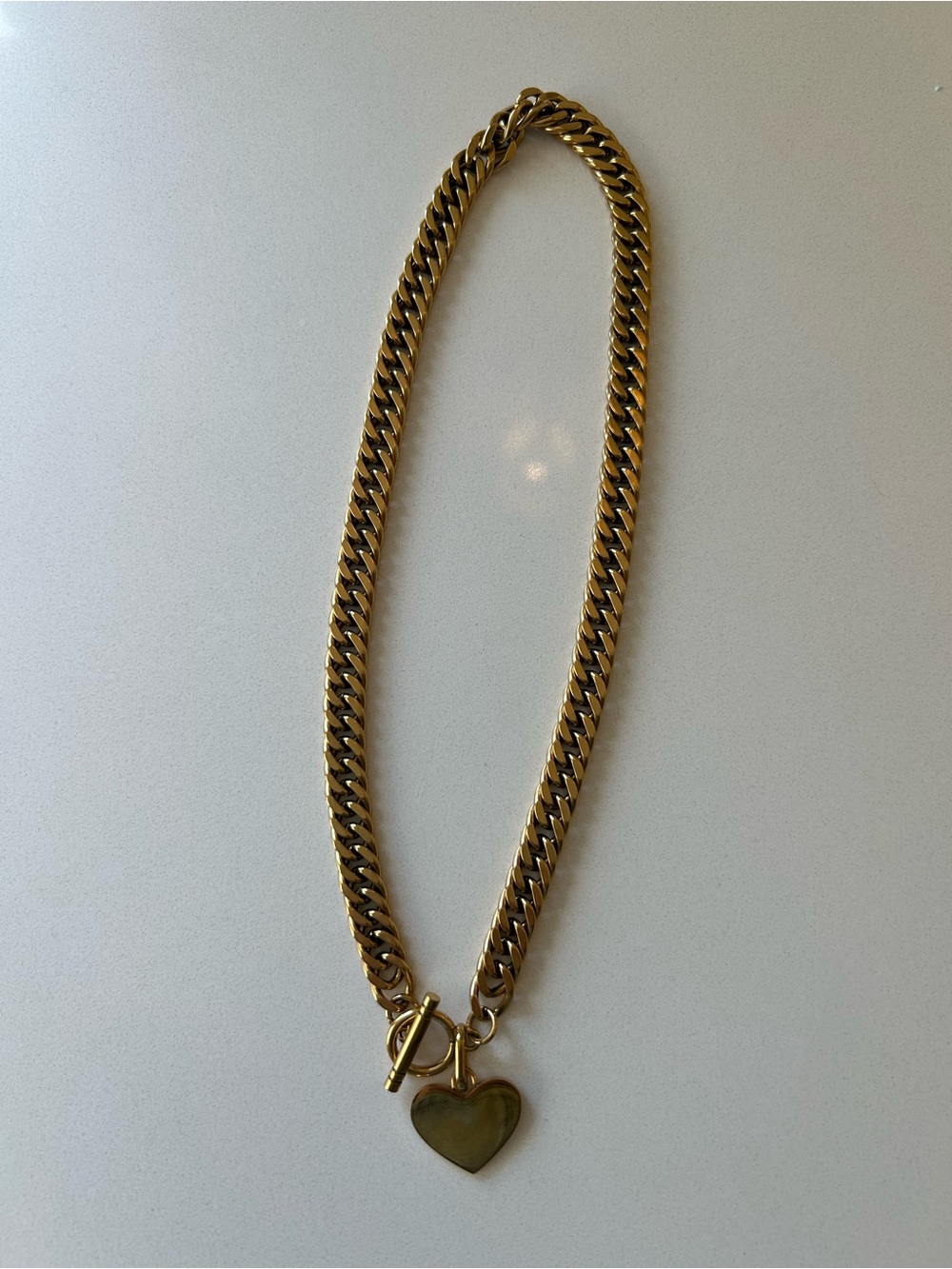Abbott Lyon Cuban Gold Tone Heart Necklace